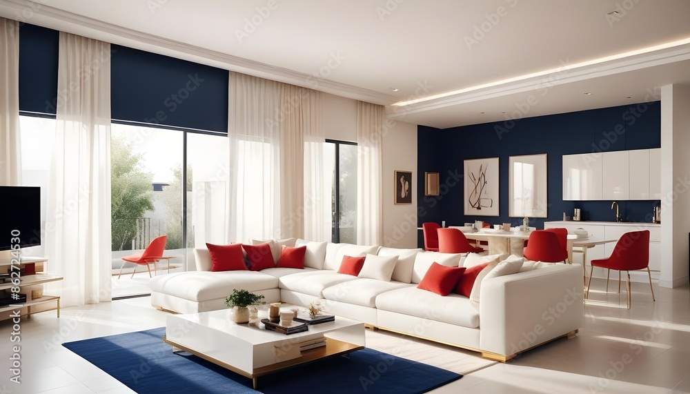 Fototapeta premium Photo interior modern design room 3d illustration