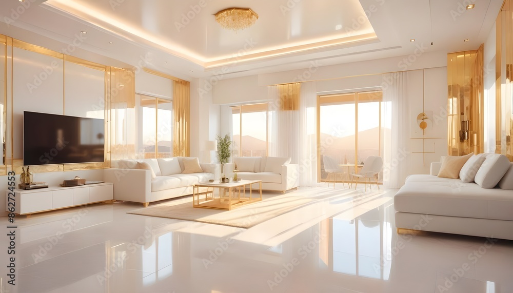 Fototapeta premium Photo interior modern design room 3d illustration