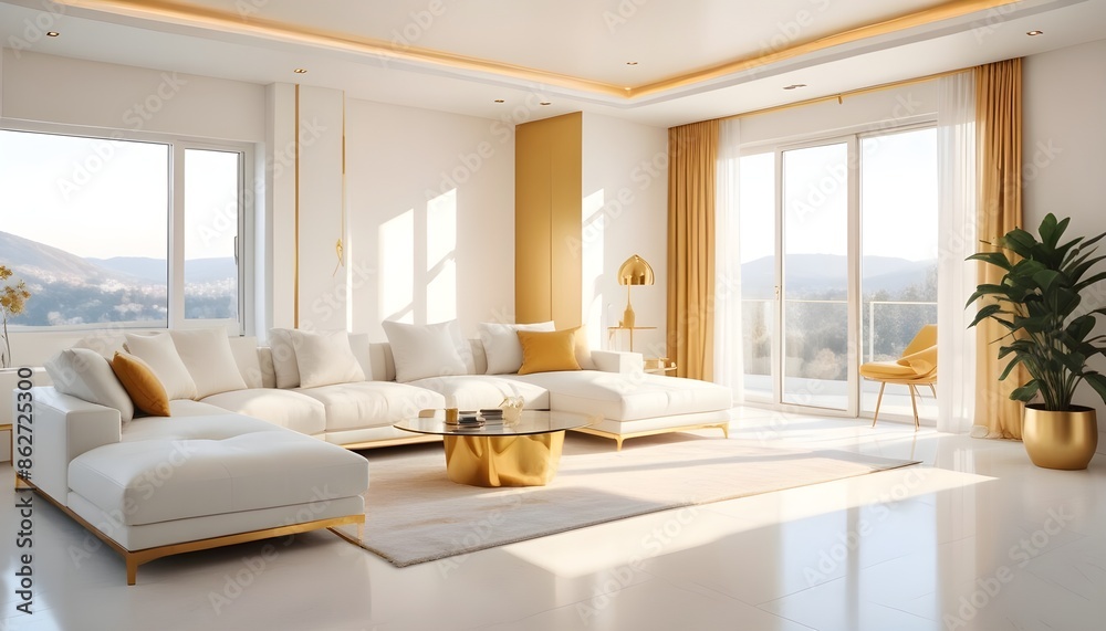 Fototapeta premium Photo interior modern design room 3d illustration