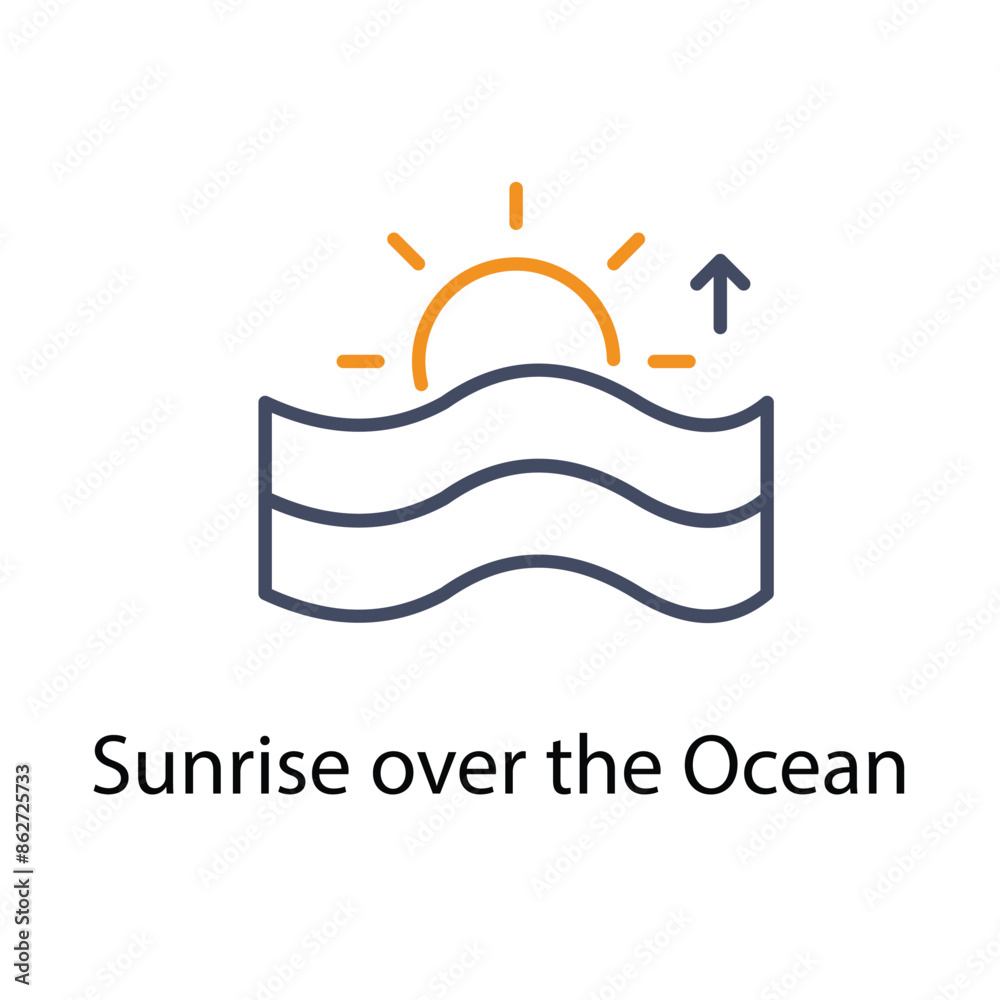 Sunrise over the Ocean vector icon Sunrise over the Ocean vector icon