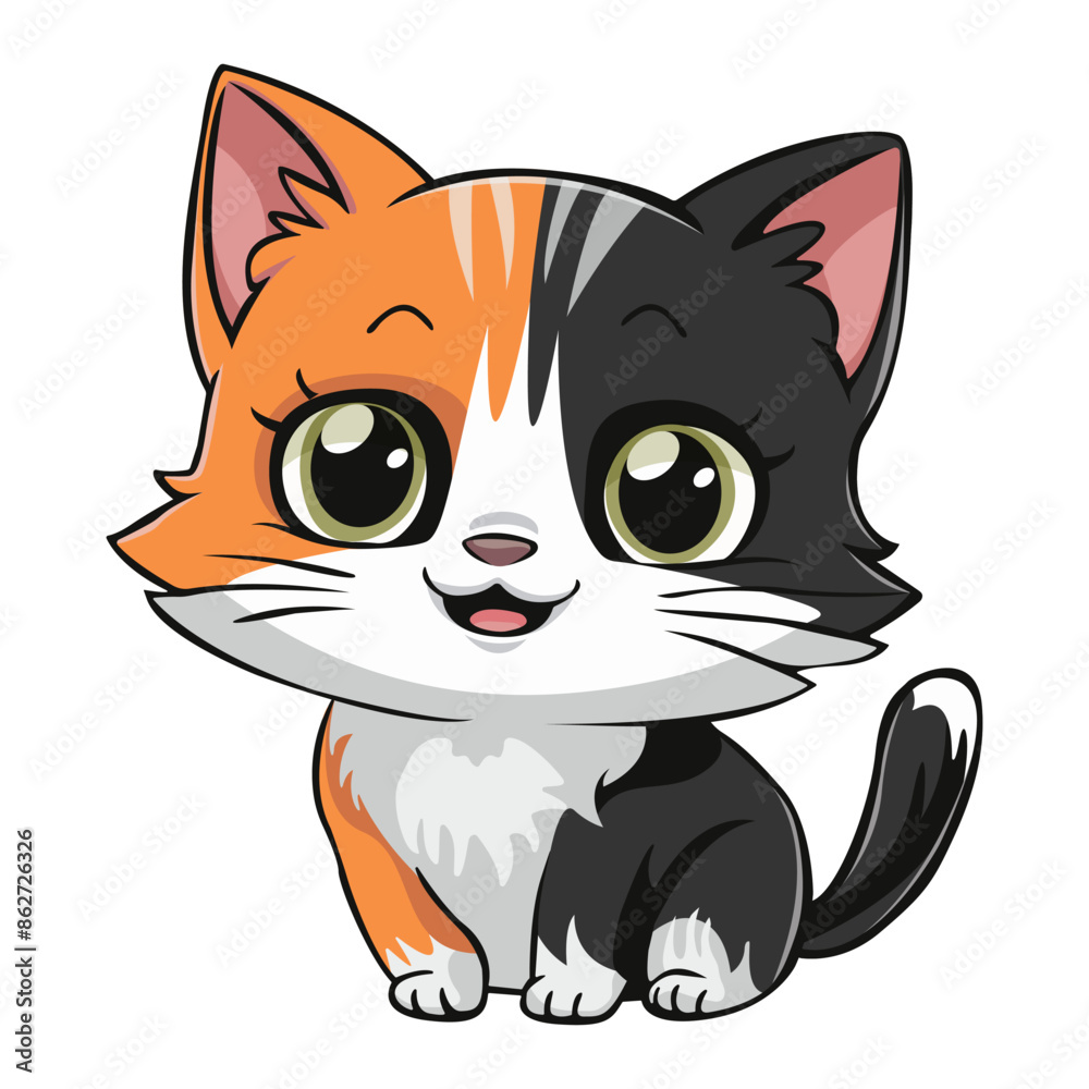 Cute kitten, ginger black cute kitten, drawing, happy pet, graphic, cat. Sticker, image on children's stationery. Isolated on white background. Cute kitten, ginger black cute kitten, drawing, happy pet, graphic, cat. Sticker, image on children's stationery. Isolated on white background.