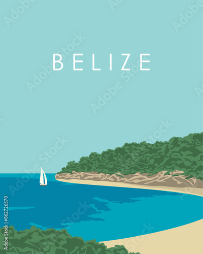 Belize beach travel poster