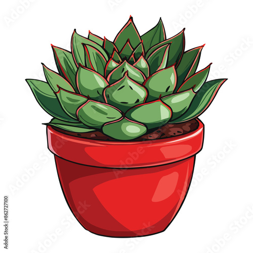 vector coloful succulent planted in a red pot