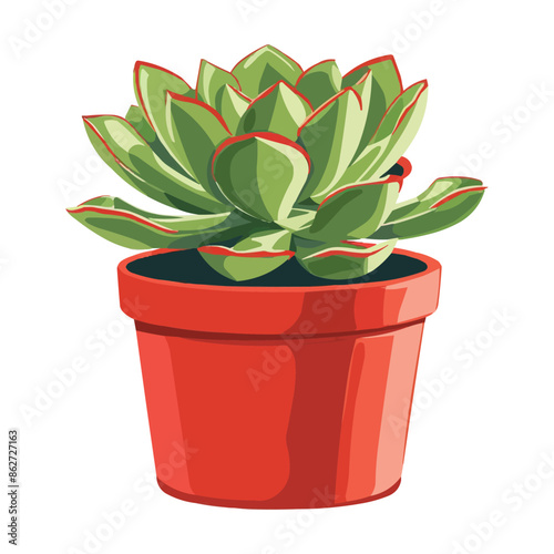 vector coloful succulent planted in a red pot