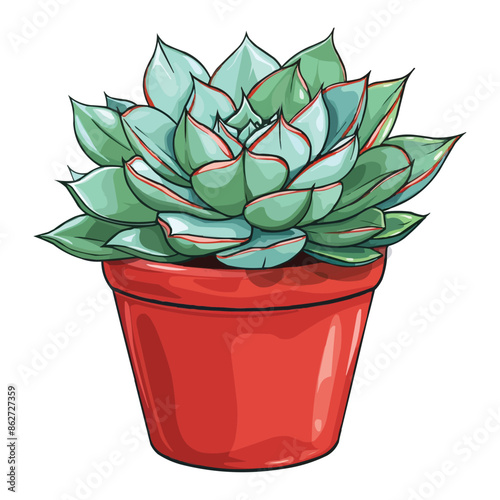 vector coloful succulent planted in a red pot