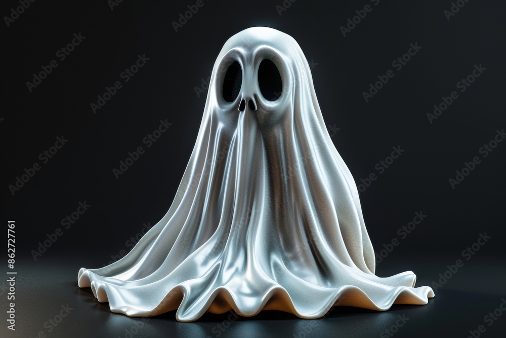 This adorable vector 3D illustration mockup and rendering features a lovable ghost, wearing a white sheet and exuding joy with its happy expression. This adorable vector 3D illustration mockup and rendering features a lovable ghost, wearing a white sheet and exuding joy with its happy expression.