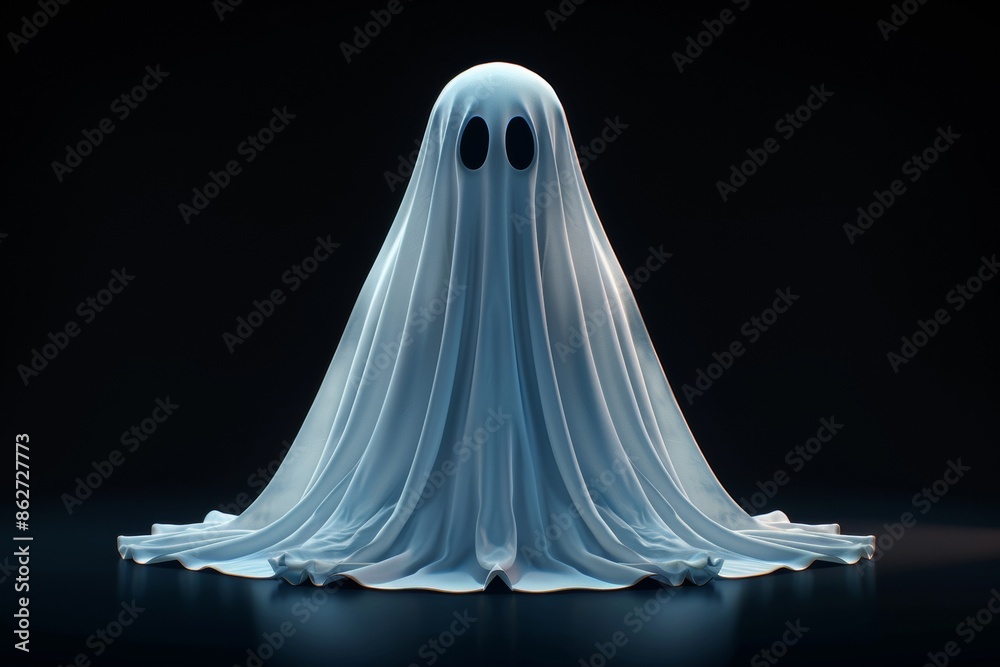This adorable vector 3D illustration mockup and rendering features a lovable ghost, wearing a white sheet and exuding joy with its happy expression. This adorable vector 3D illustration mockup and rendering features a lovable ghost, wearing a white sheet and exuding joy with its happy expression.