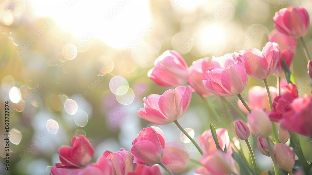 Pink Tulips in a Sunlit Garden Pink Tulips in a Sunlit Garden