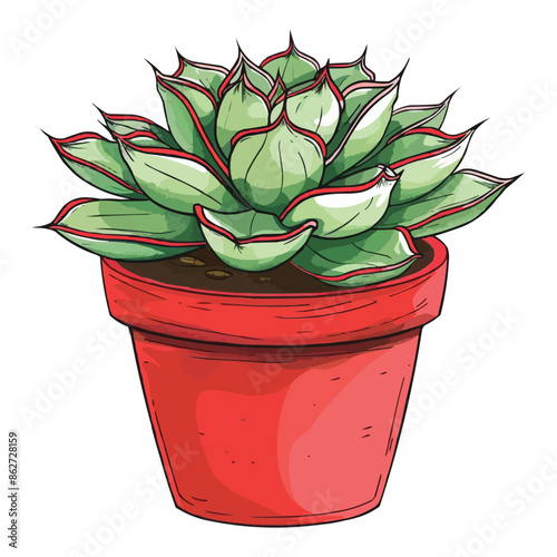 vector coloful succulent planted in a red pot