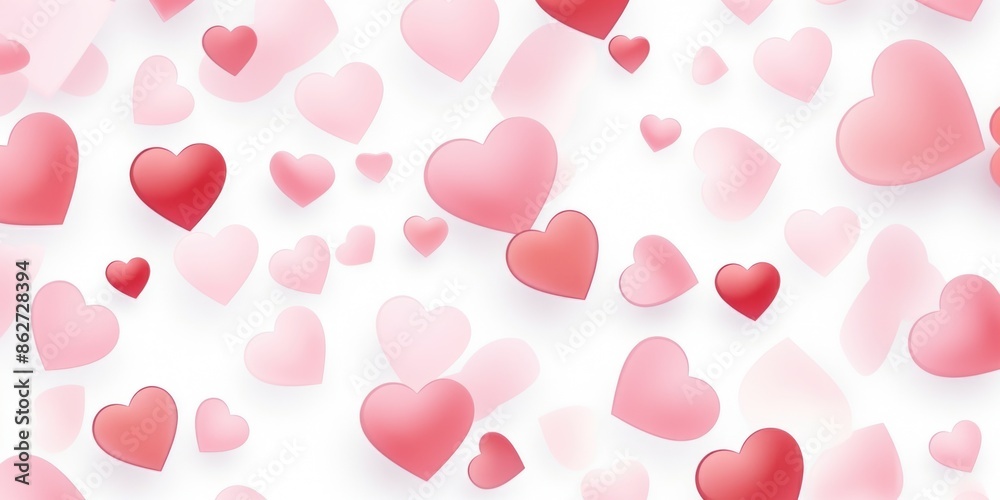 A white background with many red hearts scattered around it. The hearts are of different sizes and are placed in various positions. Concept of love and affection A white background with many red hearts scattered around it. The hearts are of different sizes and are placed in various positions. Concept of love and affection