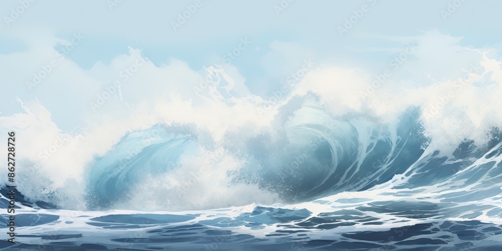 Fototapeta premium Sea ocean big high wave swirl spray. Best scene for surfing nature outdoor landscape view