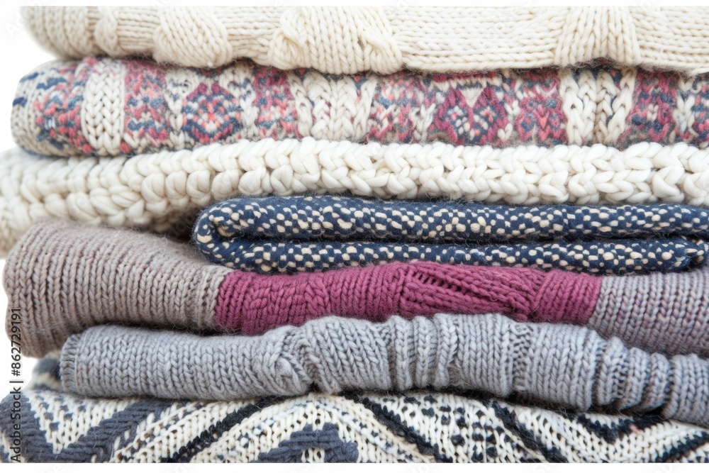Cozy knitted sweaters stack for winter warmth Cozy knitted sweaters stack for winter warmth