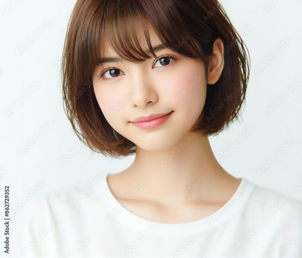 白いTシャツの美女