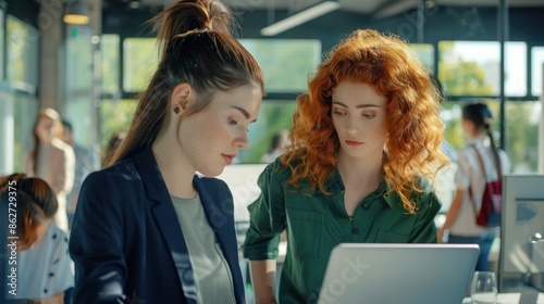 Two Women Collaborating at Laptop