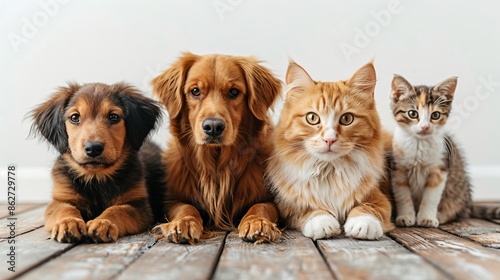 Dogs and Cats Sitting Together © Jakraphong