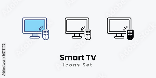 Smart TV icons vector set stock illustration