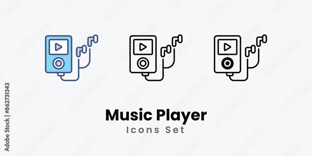 Music Player icons vector set stock illustration