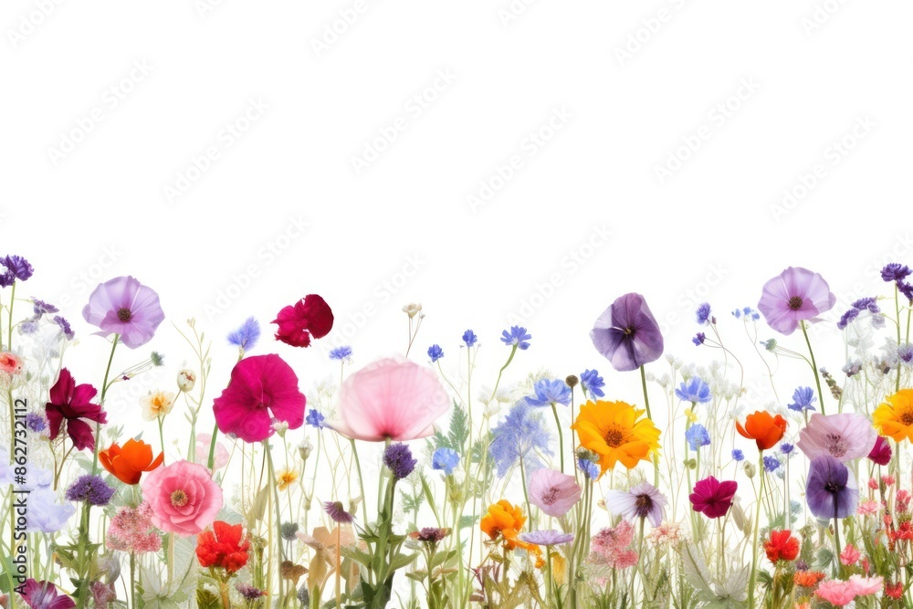 Fototapeta premium Flower field border backgrounds outdoors blossom.