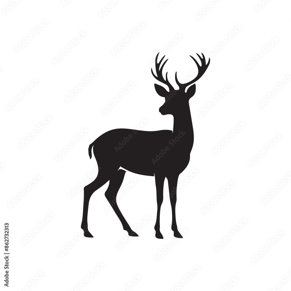 Fototapeta premium Deer Silhouette Vector Drawing 