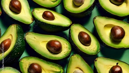 close up of many avocado fruit background motion picture video