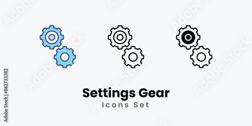 Settings Gear icons vector set stock illustration