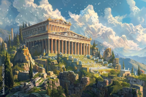 Depiction of Olympus: Majestic Abode of Gods in Greek Mythology