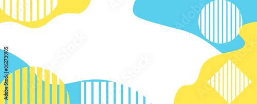 Summer blue yellow pop wave frame background. transparent background. vector illustration