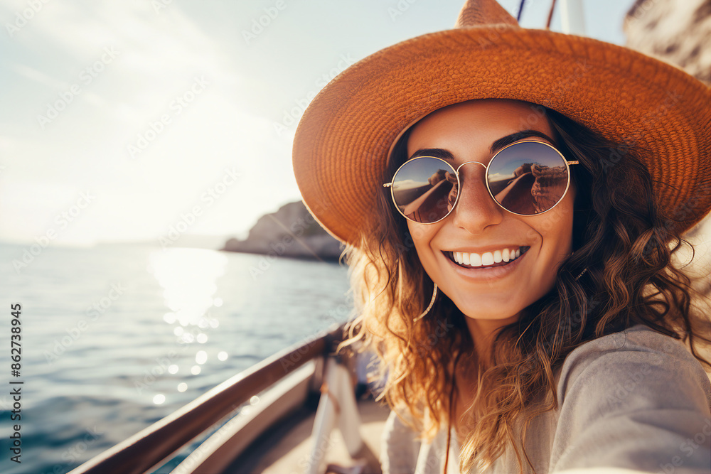 People spending weekend vacation on the boat sea ocean river lake, Generative AI People spending weekend vacation on the boat sea ocean river lake, Generative AI