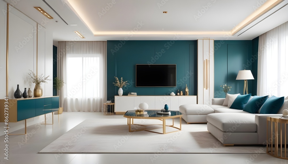 Fototapeta premium Photo interior modern design room 3d illustration