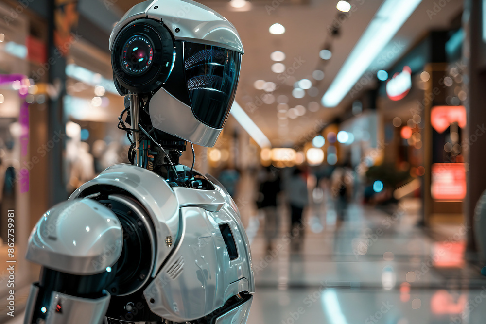 Generative AI creative picture Robot cyborg in activities of daily life routine living together with people Generative AI creative picture Robot cyborg in activities of daily life routine living together with people