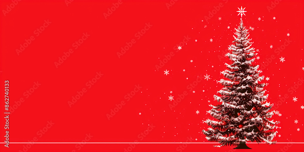 Christmas tree on red background. Christmas and New Year holidays concept Christmas tree on red background. Christmas and New Year holidays concept