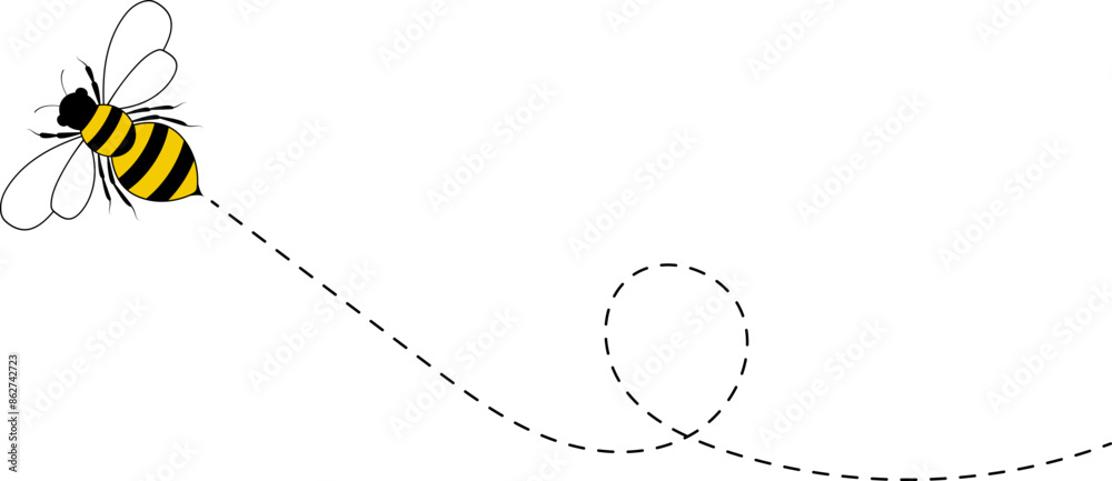 Bee Path Bee flying path. A bee flying in a dotted line. The flight path of bee ...