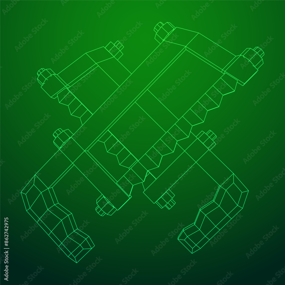 Hacksaw manual or Hand hacksaw. Wireframe low poly mesh vector illustration Hacksaw manual or Hand hacksaw. Wireframe low poly mesh vector illustration