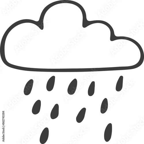 Hand drawn rain icon. Vector illustration, doodle style.
