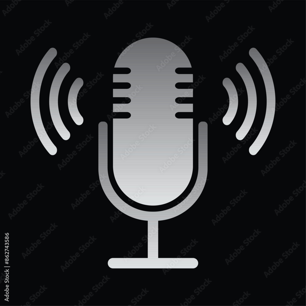 The microphone brown icon isolated on a black background. Logo, application, user interface. Trendy Podcast radio icon. Studio microphone table broadcast. Recording Studio. Voice vector icon. The microphone brown icon isolated on a black background. Logo, application, user interface. Trendy Podcast radio icon. Studio microphone table broadcast. Recording Studio. Voice vector icon.