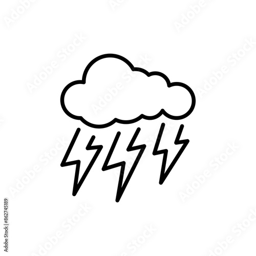 Thunder cloud outline icons, minimalist vector illustration ,simple transparent graphic element .Isolated on white background
