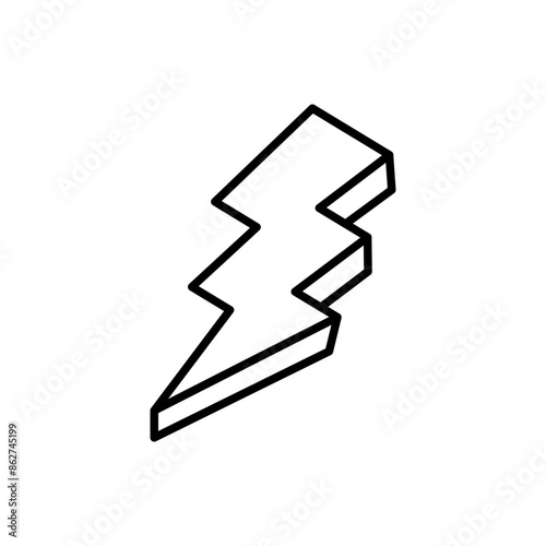 Lightning bolt outline icons, minimalist vector illustration ,simple transparent graphic element .Isolated on white background