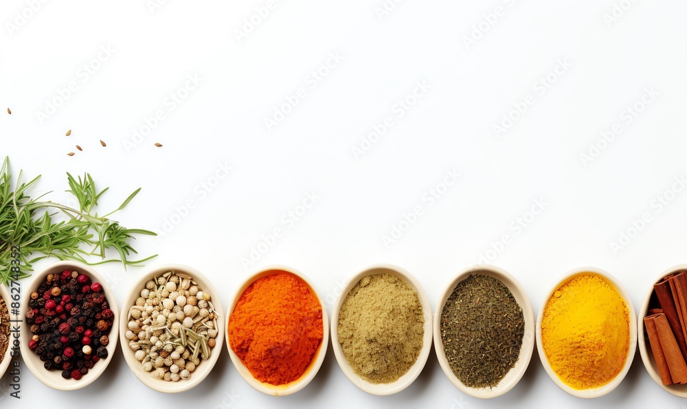 Assortment of Spices in White Bowls Assortment of Spices in White Bowls