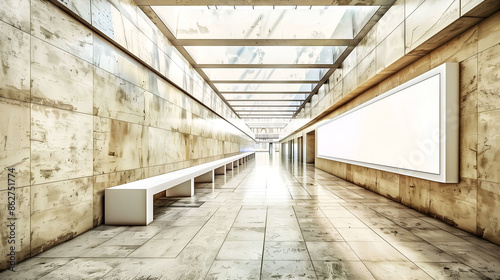 Mock up of Blank Billboard in a Modern Underground Passageway for creating designs. © ClaudiK