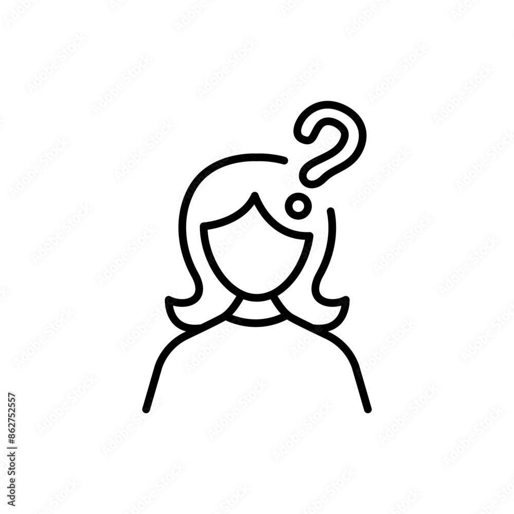 Girl question outline icons, minimalist vector illustration ,simple transparent graphic element .Isolated on white background Girl question outline icons, minimalist vector illustration ,simple transparent graphic element .Isolated on white background