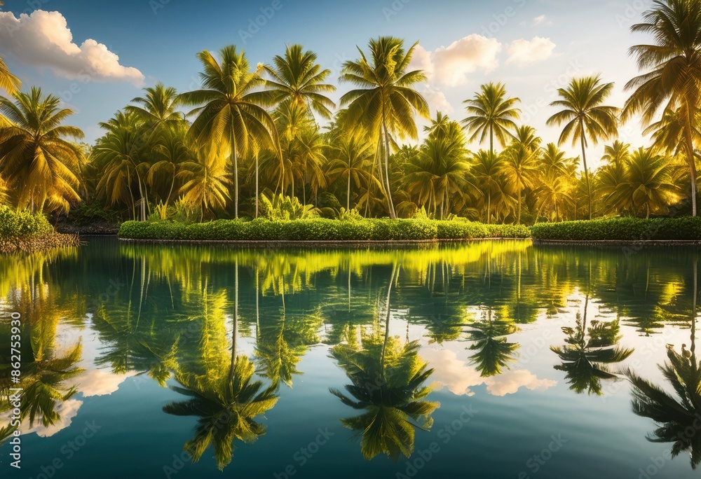 tranquil lagoon palm trees reflection, water, serene, tropical, nature, calm, idyllic, scenery, mirror, landscape, exotic, leisure, vacation, paradise tranquil lagoon palm trees reflection, water, serene, tropical, nature, calm, idyllic, scenery, mirror, landscape, exotic, leisure, vacation, paradise