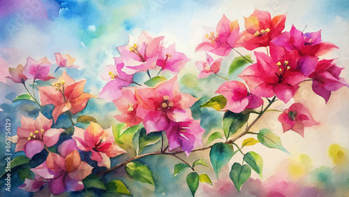 Beautiful bougainvillea watercolor background