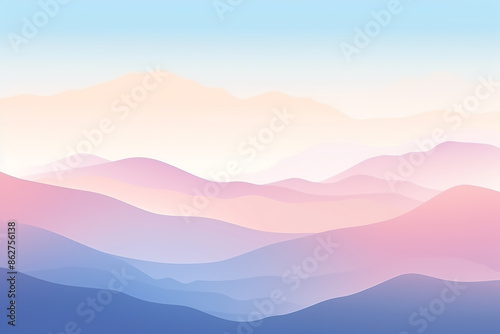 Abstract mountain psychedelic gradient landscape, watercolor painting, blue, pink, green, orange © zgurski1980