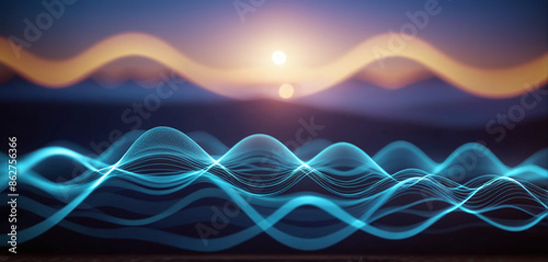 Energetic waveform that displays colorful and dynamic wave patterns showing the propagation of acoustic as well as electromagnetic waves