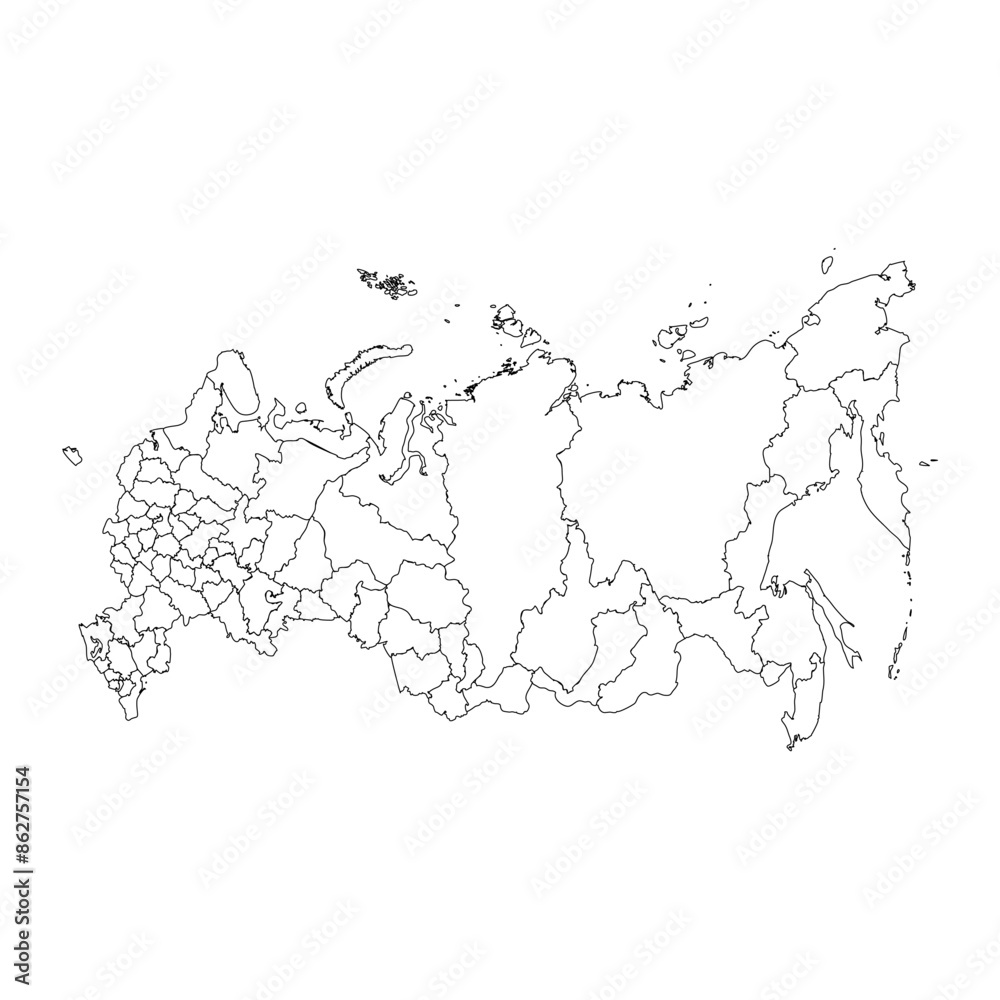 Russia map administrative divisions. Vector illustration. Russia map administrative divisions. Vector illustration.
