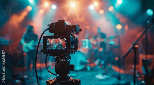Camera Focused on a Live Band Performing on Stage