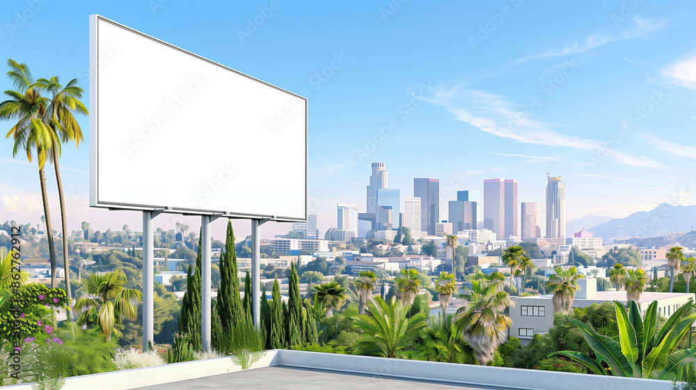 Blank billboard over cityscape. Clear sky urban cityscape skyline Blank billboard over cityscape. Clear sky urban cityscape skyline