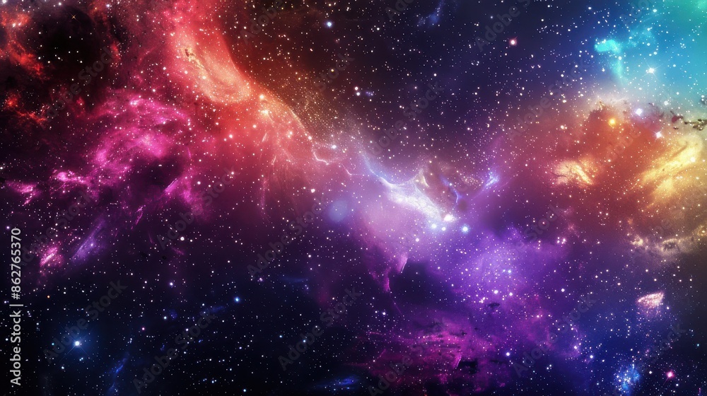 Fototapeta premium Colorful Starfield in Deep Space with Vibrant Hues and Cosmic Wonders