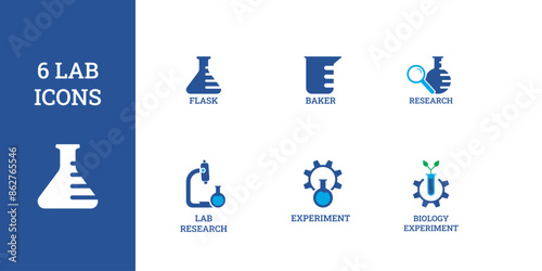 6 lab icons for  web, app and to use in presentations and projects