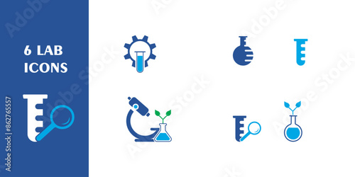 6 lab icons for  web, app and to use in presentations and projects